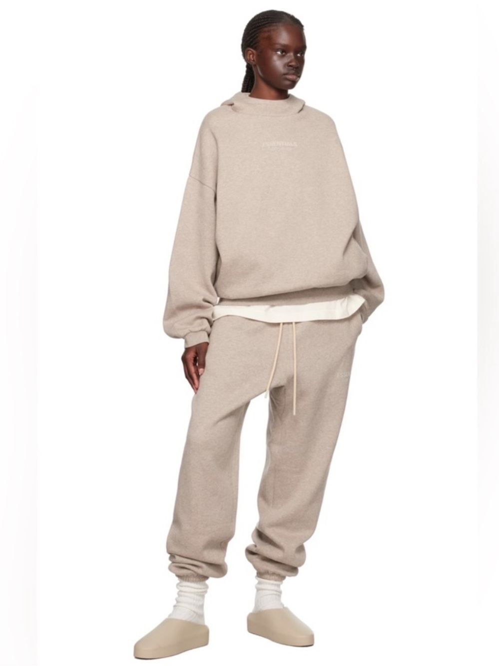 Essential Fear of God hoodie with front pockets beige s unisex